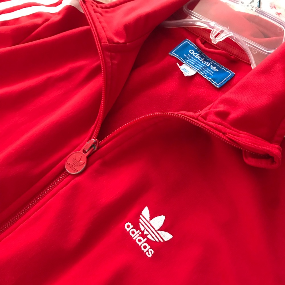Red adidas track jacket